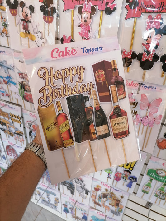 Alcoholic drinks cake toppers